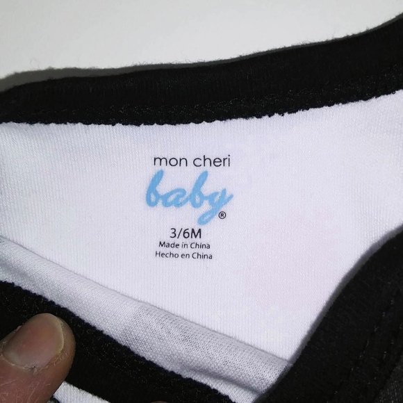 Baby Boy Bodysuit 3-6M One Piece Football Coach Short Sleeves Outfit Black/White - Picture 4 of 4